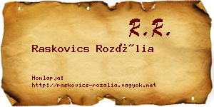 Raskovics Rozália névjegykártya